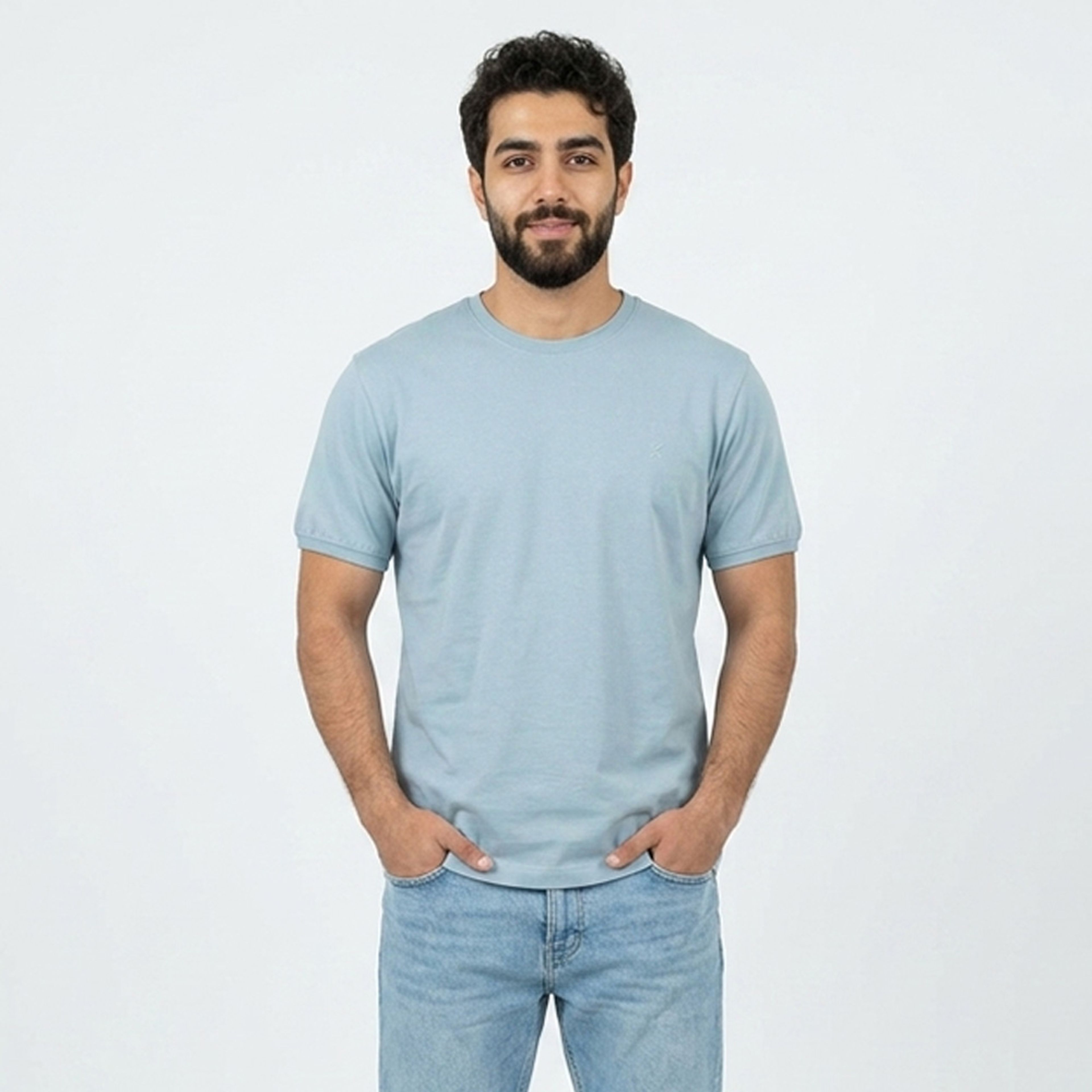 خرید اینترنتی قیمت تیشرت بیسیک مردانه پنبه خالص آبی کد 11856