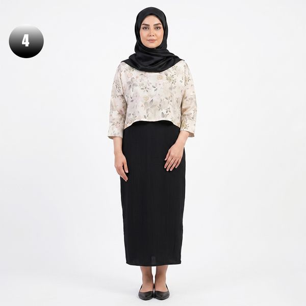 ست کراپ و سارافون زنانه طرح دار کد 11768