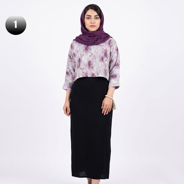 ست کراپ و سارافون زنانه طرح دار کد 11768