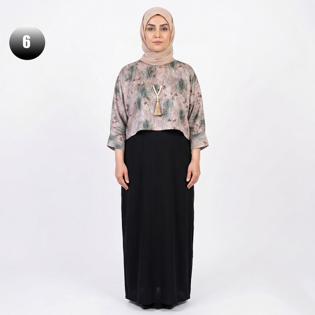 خرید اینترنتی قیمت ست کراپ و سارافون زنانه طرح دار کد 11768
