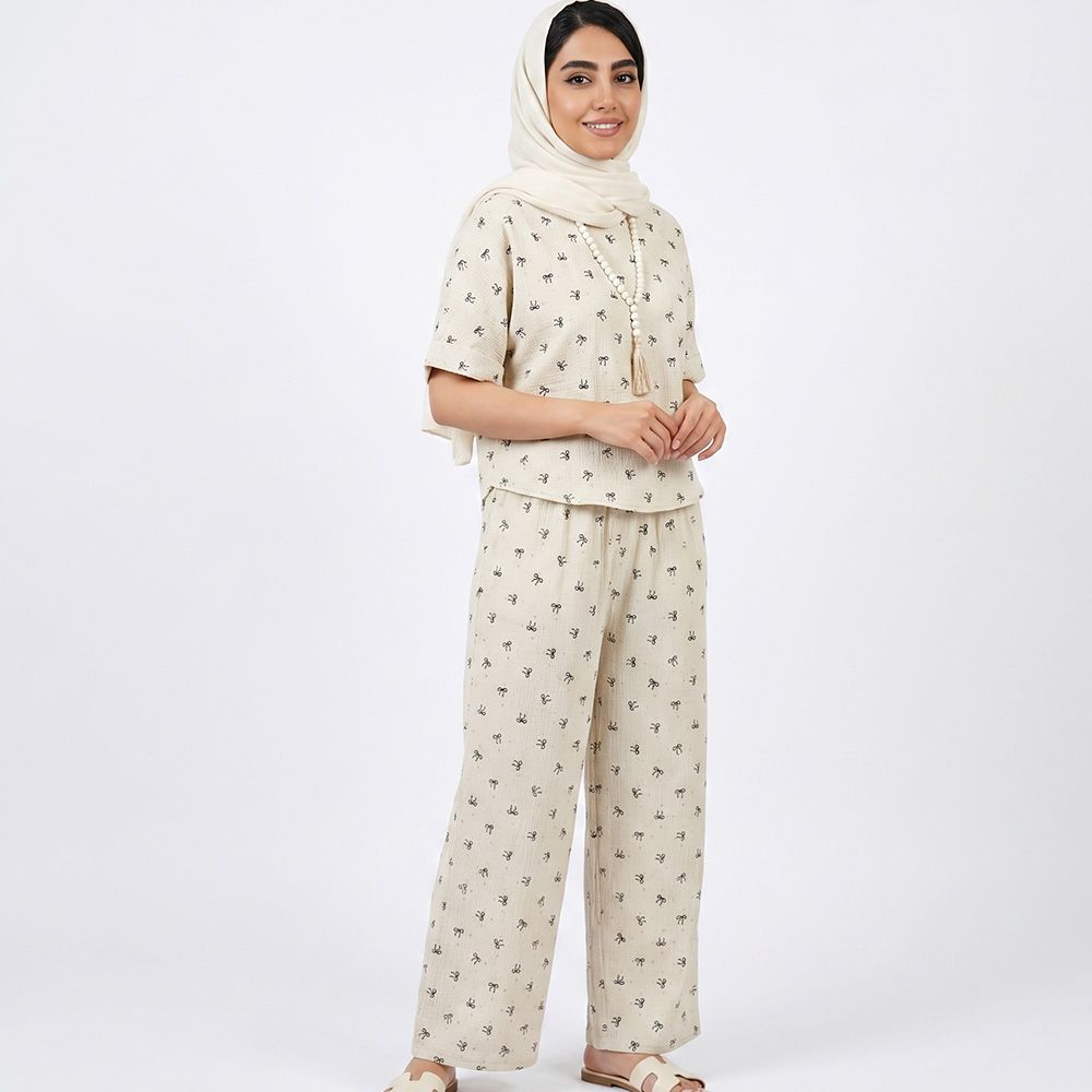 خرید اینترنتی قیمت ست تیشرت و شلوار زنانه پاپیونی کد 11758