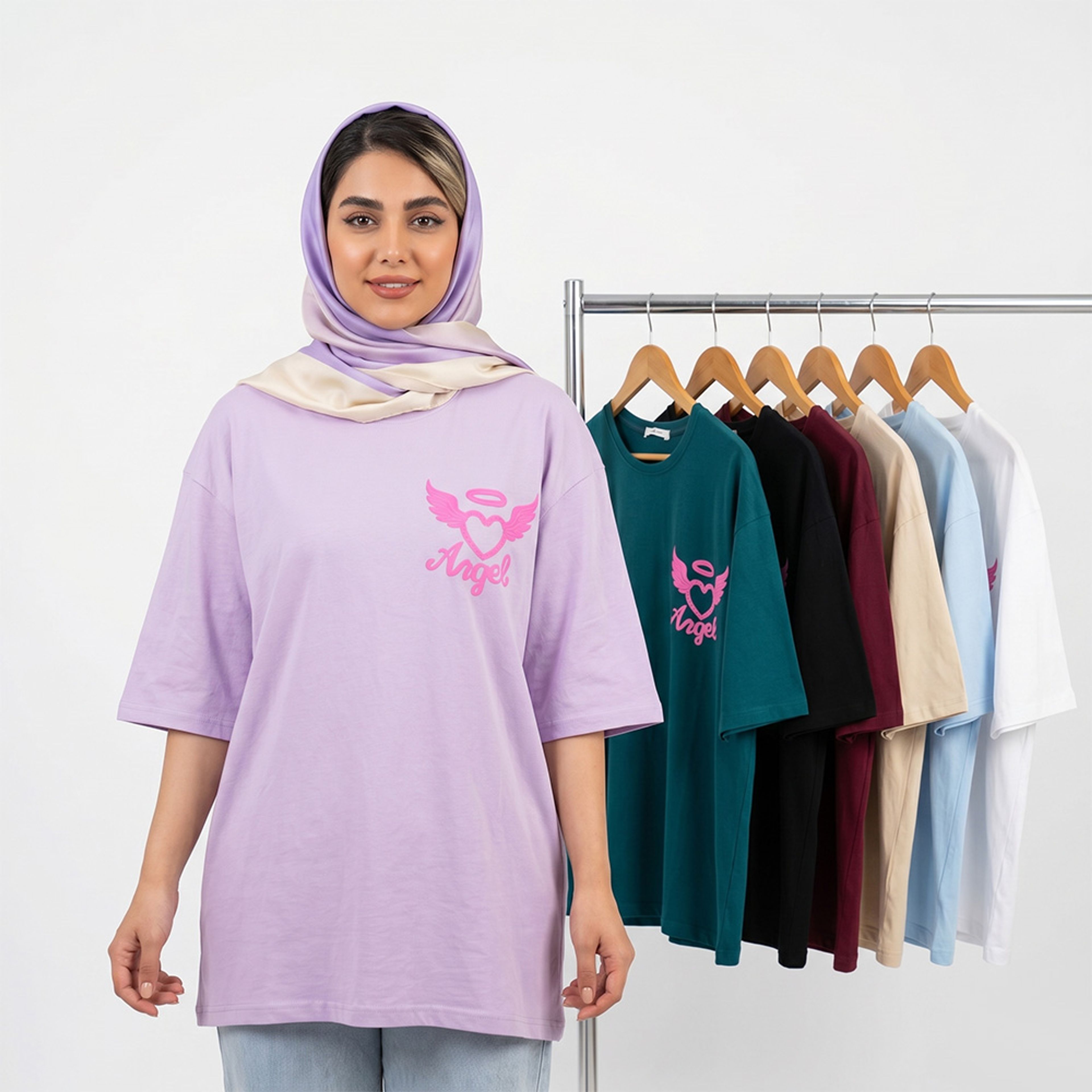 خرید اینترنتی قیمت تیشرت زنانه لانگ angel کد 11773