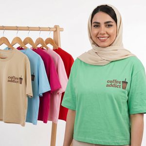 خرید اینترنتی قیمت تیشرت باکسی زنانه کافه کد 11764