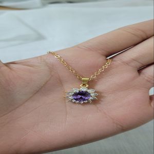گردنبند دایره نگینی بنفش کد 14382