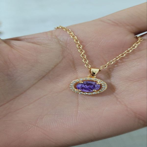 گردنبند دایره بنفش کد 14379