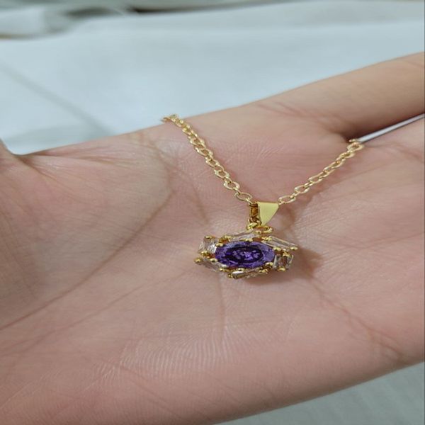 گردنبندگل باگتی سنگ بنفش کد 14373