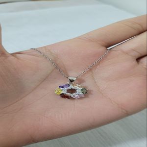 گردنبند سنگی رنگی پایه سفید کد 14367