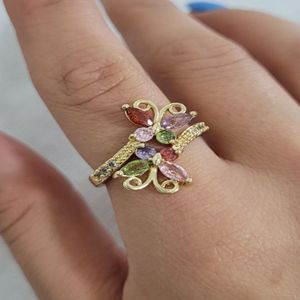 انگشتر پروانه سنگ رنگی کد 14669