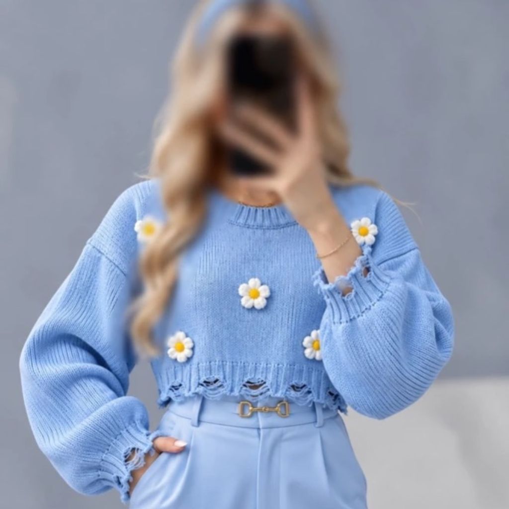 خرید آنلاین کراپ بافت وارداتی گل زنانه