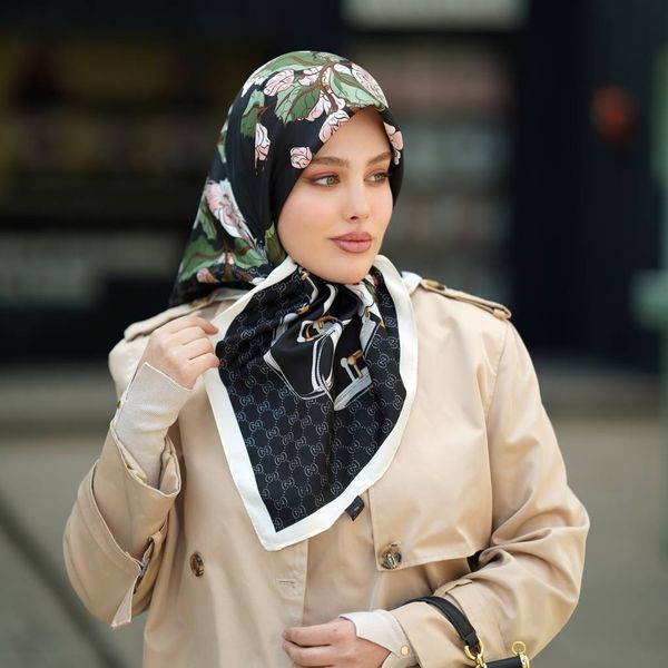 روسری ابریشم توییل کجراه وارداتی قواره 90 ترندی