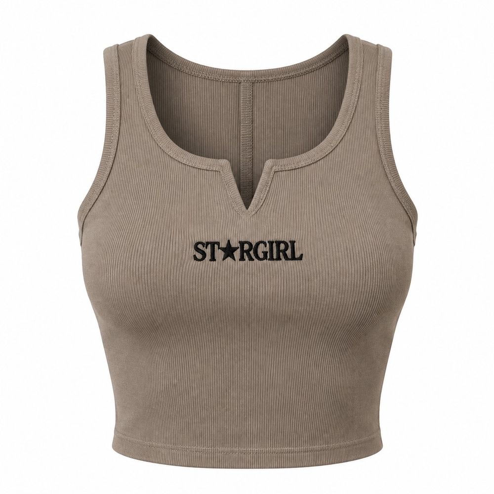قیمت ارزان کراپ تاپ کبریتی زنانه مدل Stargirl نسکافه ای جذاب و راحت