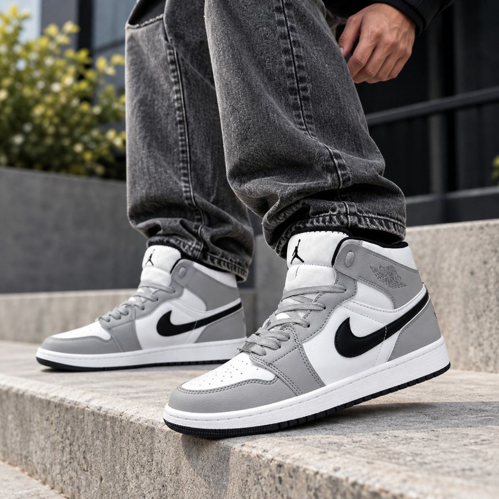 خرید انلاین کتانی نایک جردن وان ساقدار سفید طوسی Nike Jordan one