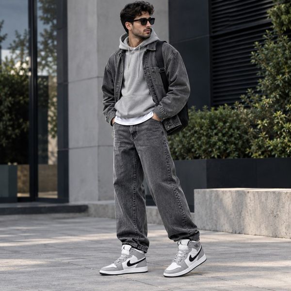 کتانی نایک جردن وان ساقدار طوسی سفید Nike Jordan one
