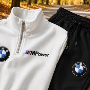 خرید اینترنتی قیمت ست مردانه هودی نیم زیپ و شلوار مدل Mpower مدل 1