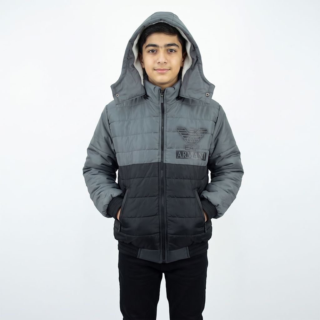 خرید اینترنتی قیمت کاپشن پسرانه ARMANY طوسی کد 10464