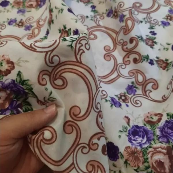 پارچه ملحفه ای عرض دو متر مدل گل رز رنگ بنفش