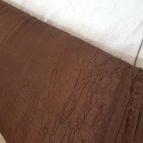 پارچه پرده ای ترگالت چروک عرض سه متر رنگ قهوهای