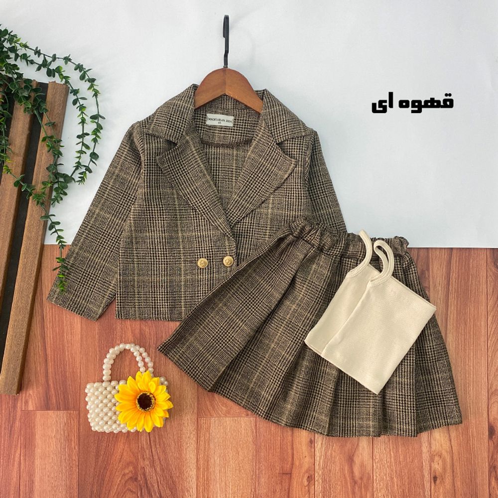 خرید اینترنتی قیمت ست کت دامن تاپ دخترانه