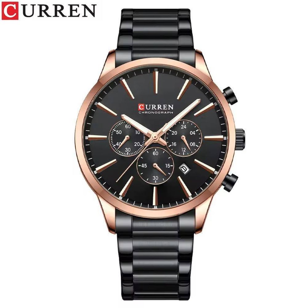 قیمت ساعت مچی مردانه کارن curren مدل 8435 کرنوگراف مشکی رزگلد