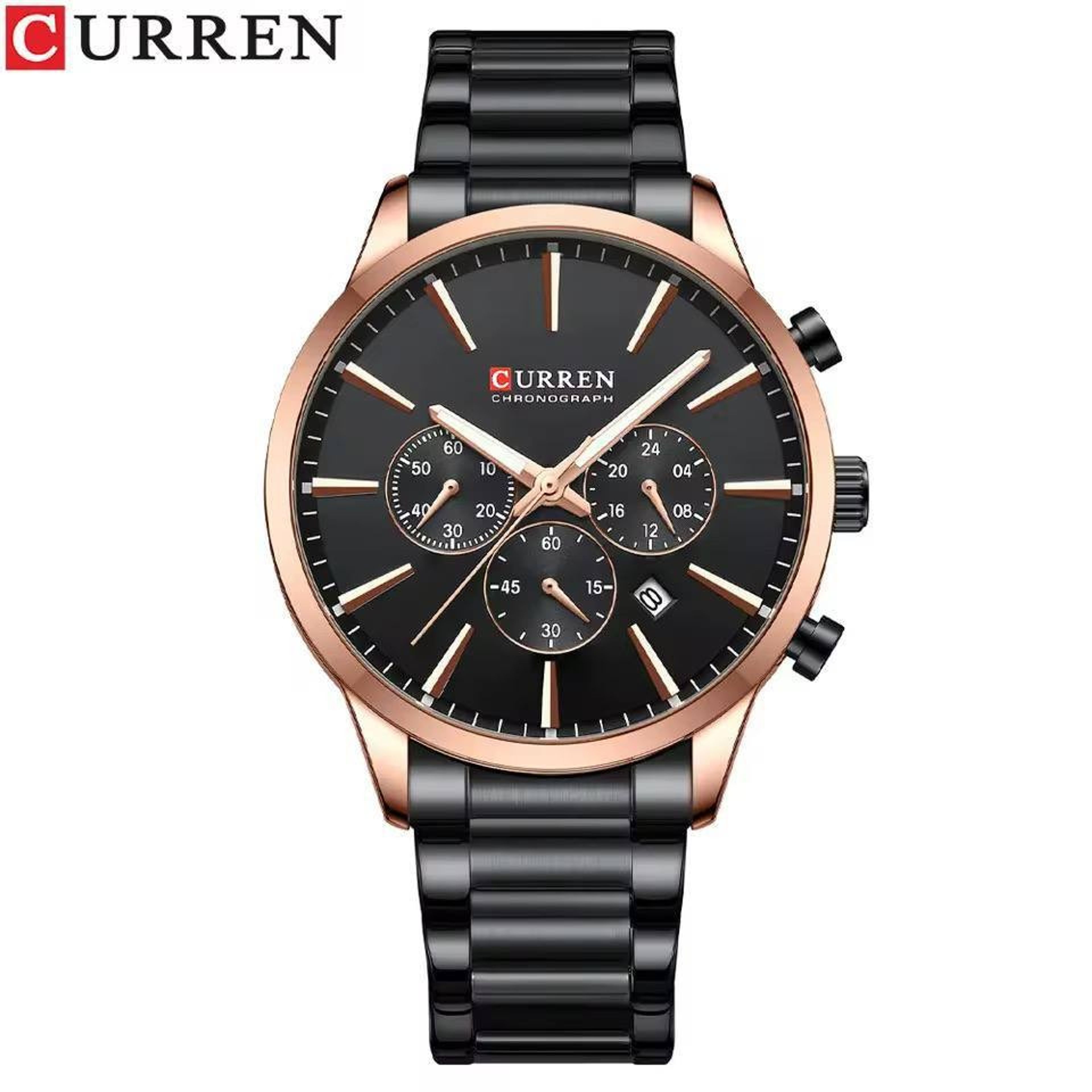 قیمت ساعت مچی مردانه کارن curren مدل 8435 کرنوگراف مشکی رزگلد
