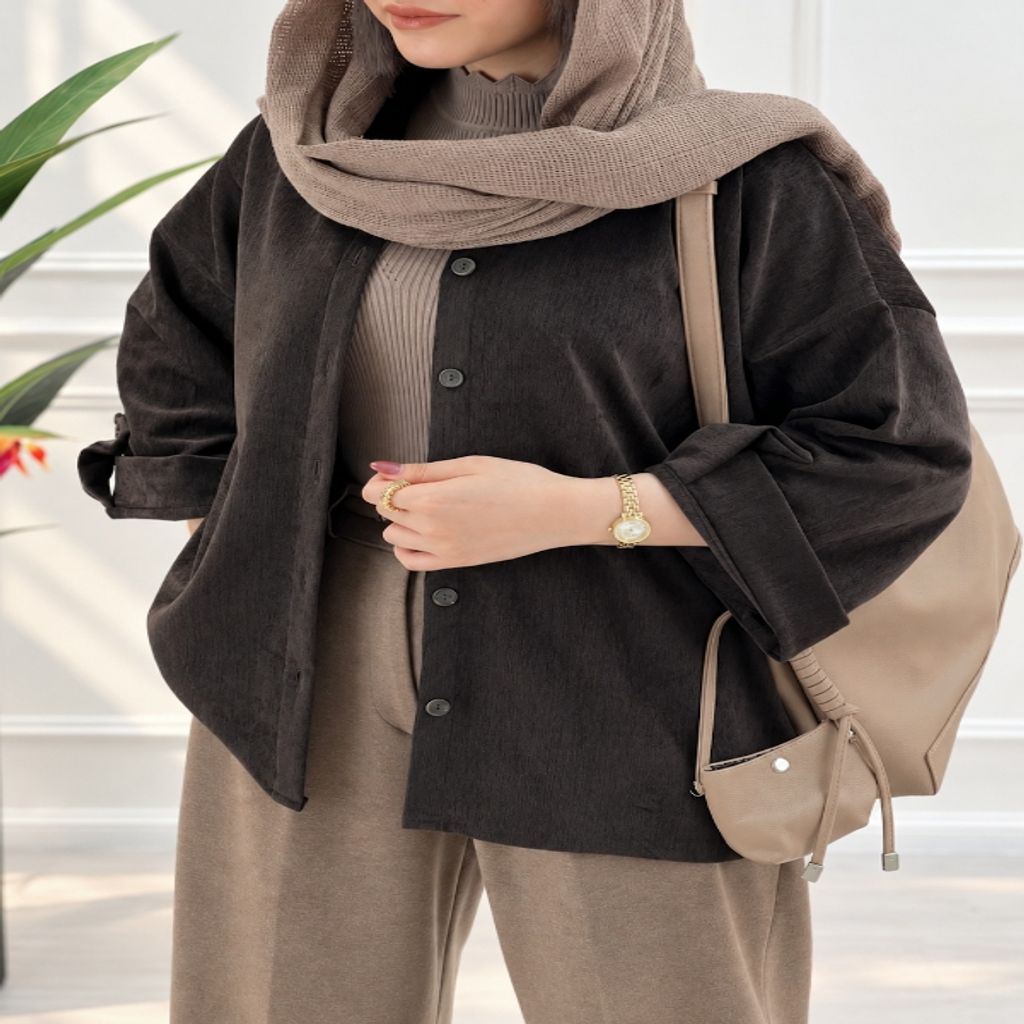 خرید اینترنتی قیمت شومیز زنانه مخمل شکلاتی پاییزی