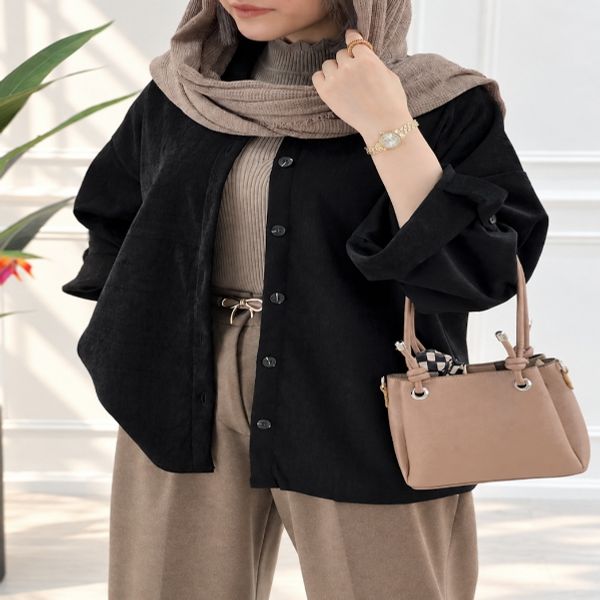 کت پاییزی مشکی مخمل شانل