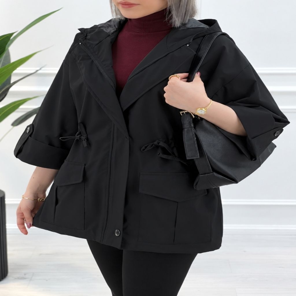 خرید اینترنتی قیمت بارانی کلاهدار مانیا جنس تی سی آستردار