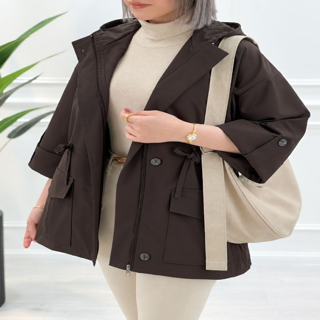 خرید اینترنتی قیمت بارانی کلاهدار مانیا جنس تی سی آستردار
