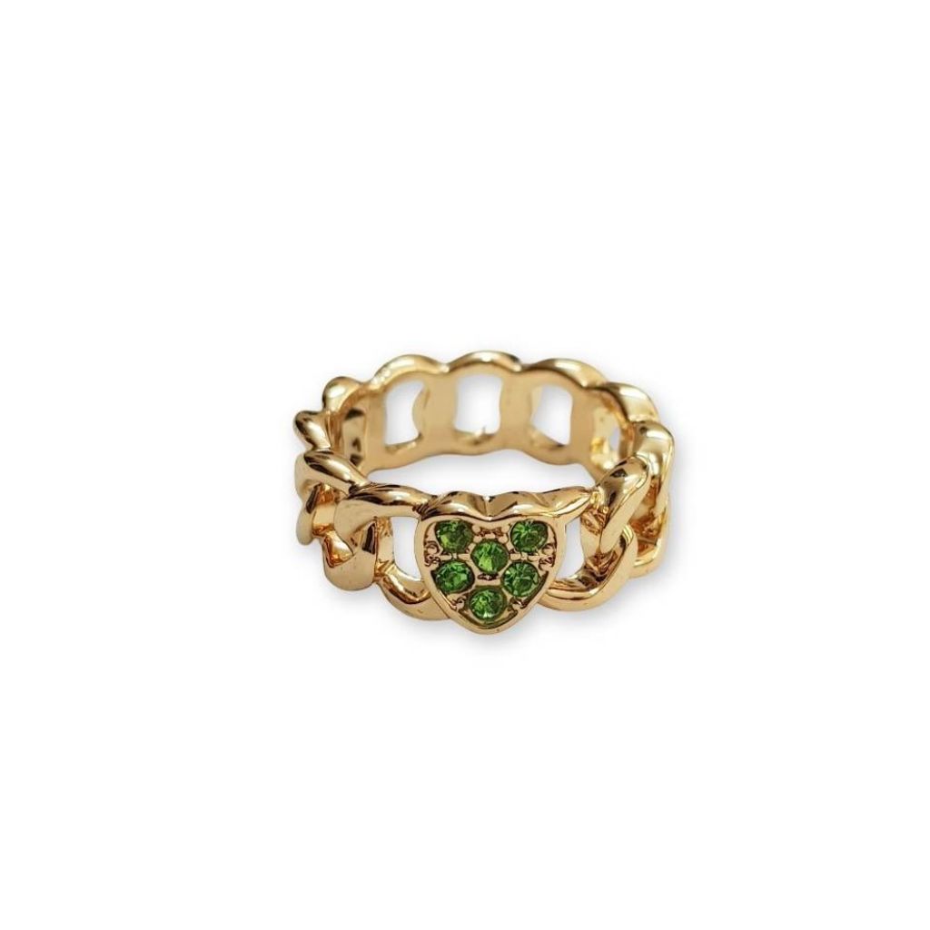 مشخصات انگشتر طلایی طرح کارتیه قلبی نگین دار