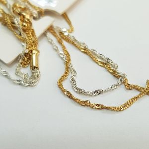 قیمت گردنبند زنجیر دیسکو دو ردیفه با آبکاری طلا ، بهمراه کیف اکسسوری مخمل
