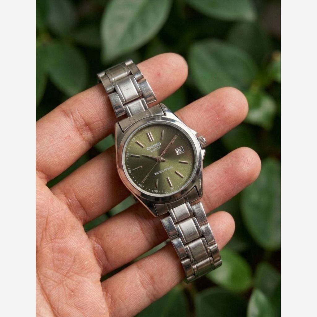 قیمت ارزان ساعت مچی زنانه دخترانه کاسیو casio کلاسیک صفحه سبز زیتونی