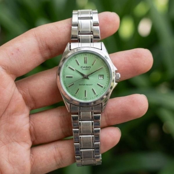 ساعت مچی زنانه دخترانه کاسیو casio کلاسیک صفحه سبز