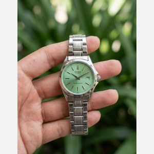 خرید انلاین ساعت مچی زنانه دخترانه کاسیو casio کلاسیک صفحه سبز