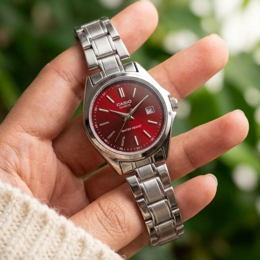قیمت ارزان ساعت مچی زنانه دخترانه کاسیو casio کلاسیک صفحه قرمز چری