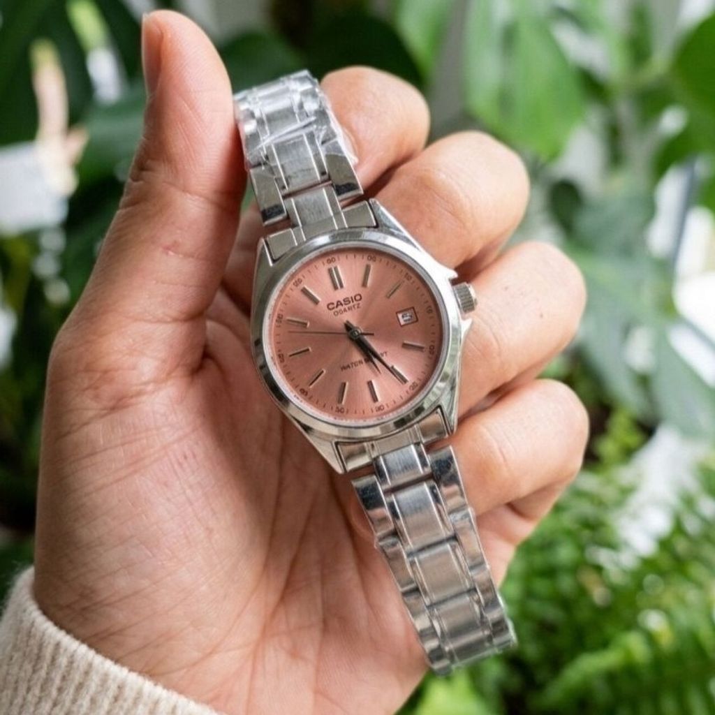 خرید اینترنتی ساعت مچی زنانه دخترانه کاسیو casio کلاسیک صفحه گلبهی