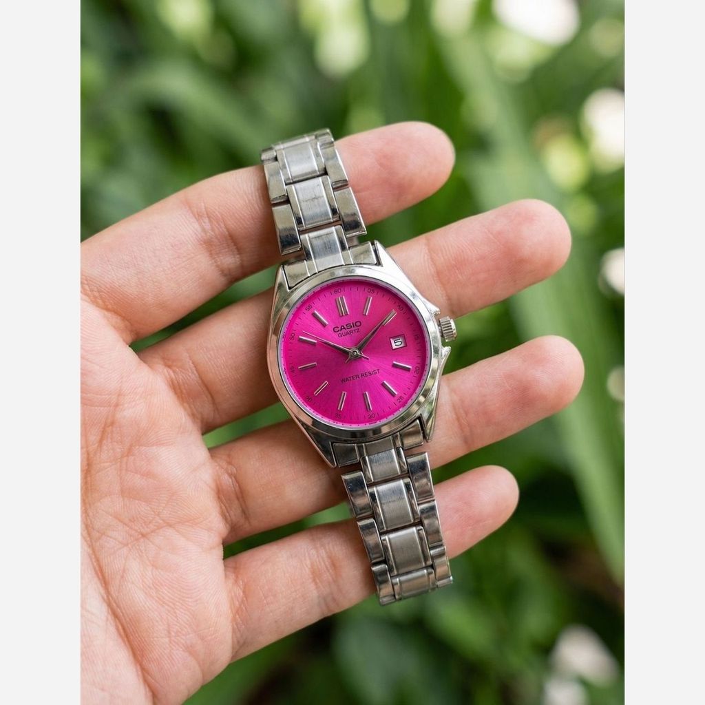 مشخصات ساعت مچی زنانه دخترانه کاسیو casio کلاسیک صفحه سرخابی