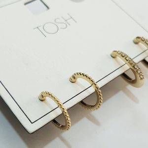 خرید آنلاین پک دو جفتی گوشواره طلایی نگین دار ، بسیار زیبا و حرفه ای از برند Tosh آلما