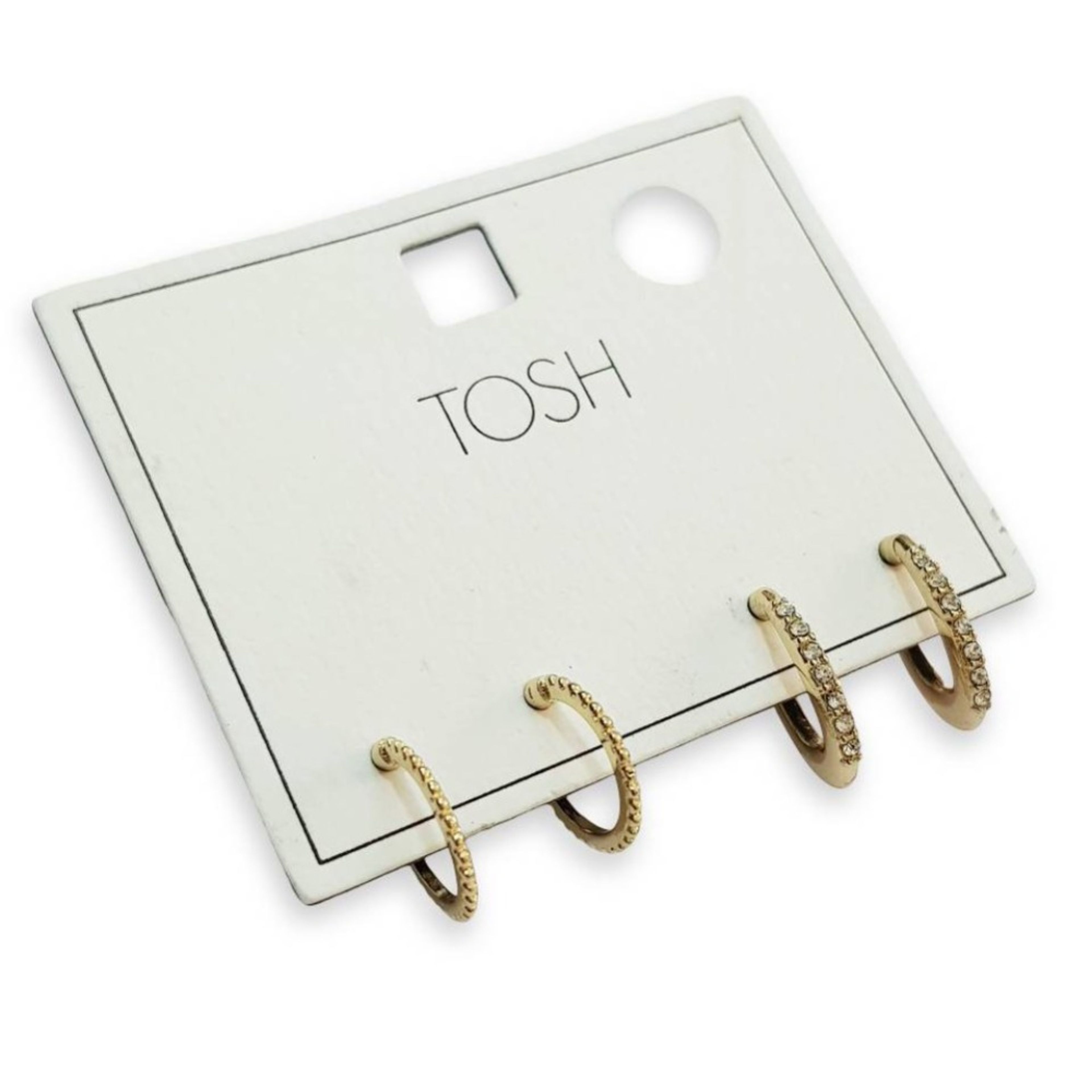 خرید آنلاین پک دو جفتی گوشواره طلایی نگین دار ، بسیار زیبا و حرفه ای از برند Tosh آلما