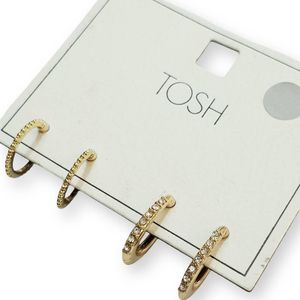 خرید اینترنتی پک دو جفتی گوشواره طلایی نگین دار ، بسیار زیبا و حرفه ای از برند Tosh آلما