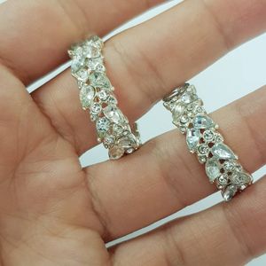 قیمت گوشواره نیم حلقه جواهری،  فول نگین،  بسیار زیبا و درخشان
