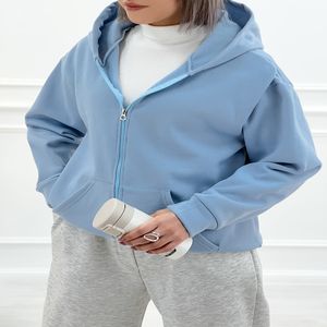 سویشرت زیپدار آبی روشن زنانه کلاهدار