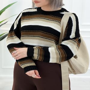 پلیور بافتنی زنانه روناک قهوه‌ای