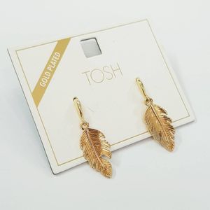 خرید اینترنتی گوشواره آبکاری طلا آویز پر طلایی ، بسیار زیبا و حرفه ای از برند Tosh آلمان