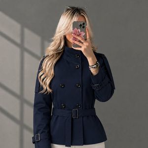 مانتو بارونی زنانه طرح یقه ایستاده مانلی