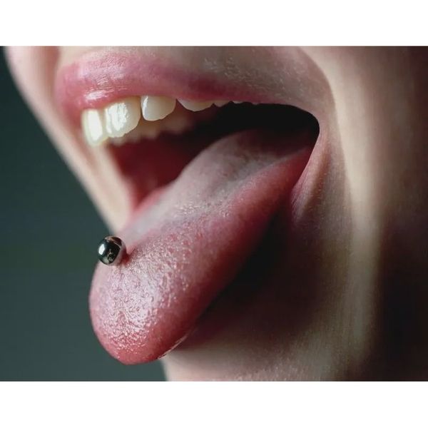 پیرسینگ زبان استیل رنگ ثابت 16mm