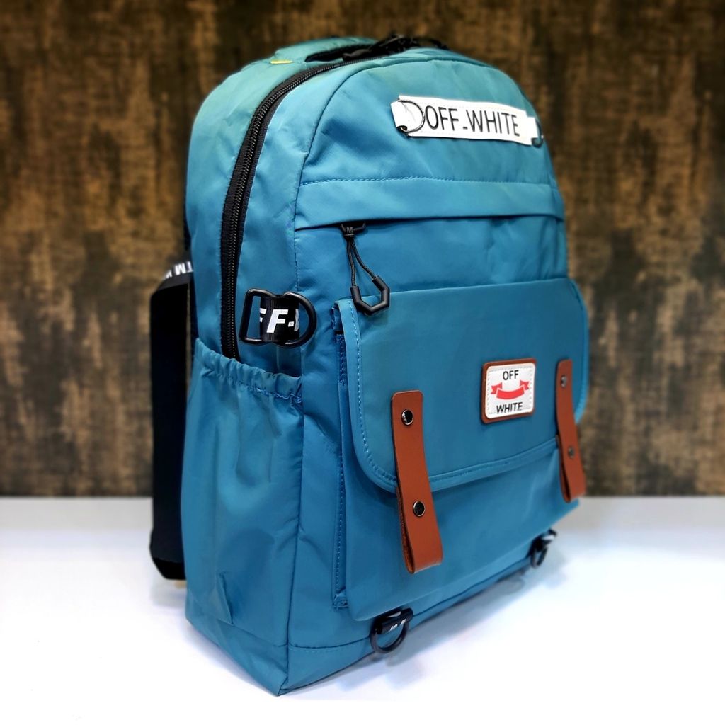 قیمت ارزان کوله پشتی off White رنگ سبزآبی