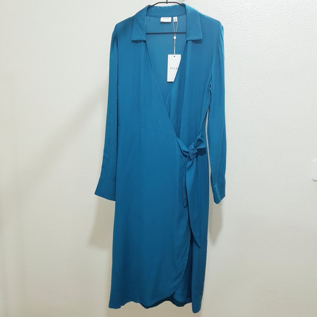 خرید انلاین پیراهن زنانه کرپ Vila ویلا اورجینال مدل هفت چپ و راست Wrap Dress