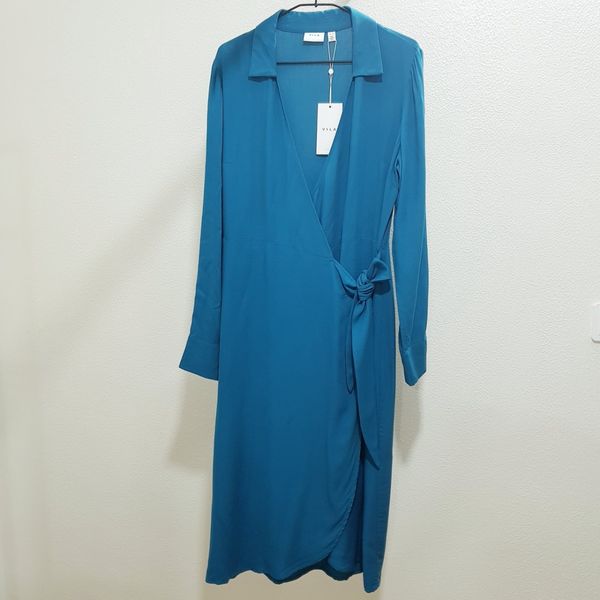 پیراهن زنانه کرپ Vila ویلا اورجینال مدل هفت چپ و راست Wrap Dress