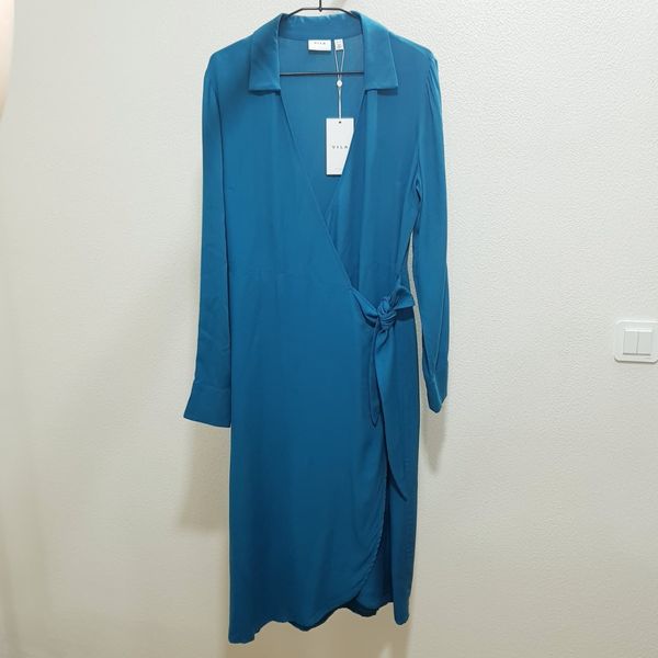 پیراهن زنانه کرپ Vila ویلا اورجینال مدل هفت چپ و راست Wrap Dress
