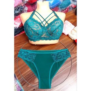 فروش اینترنتی ست شورت و سوتین گیپور زنانه زیرفنردار | لباس زیر زنانه شیک سایز 75 تا 90